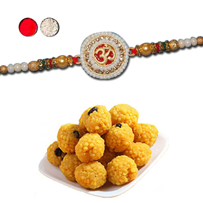"Rakhi -  AD 4010 A- 130 (Single Rakhi), 500gms of Ladd - Click here to View more details about this Product
